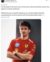 开云体育-勒克莱尔与法拉利续约至2030年后|F1|法拉利车队|摩纳哥大奖赛|摩纳哥|夏尔·勒克莱尔_新浪新闻